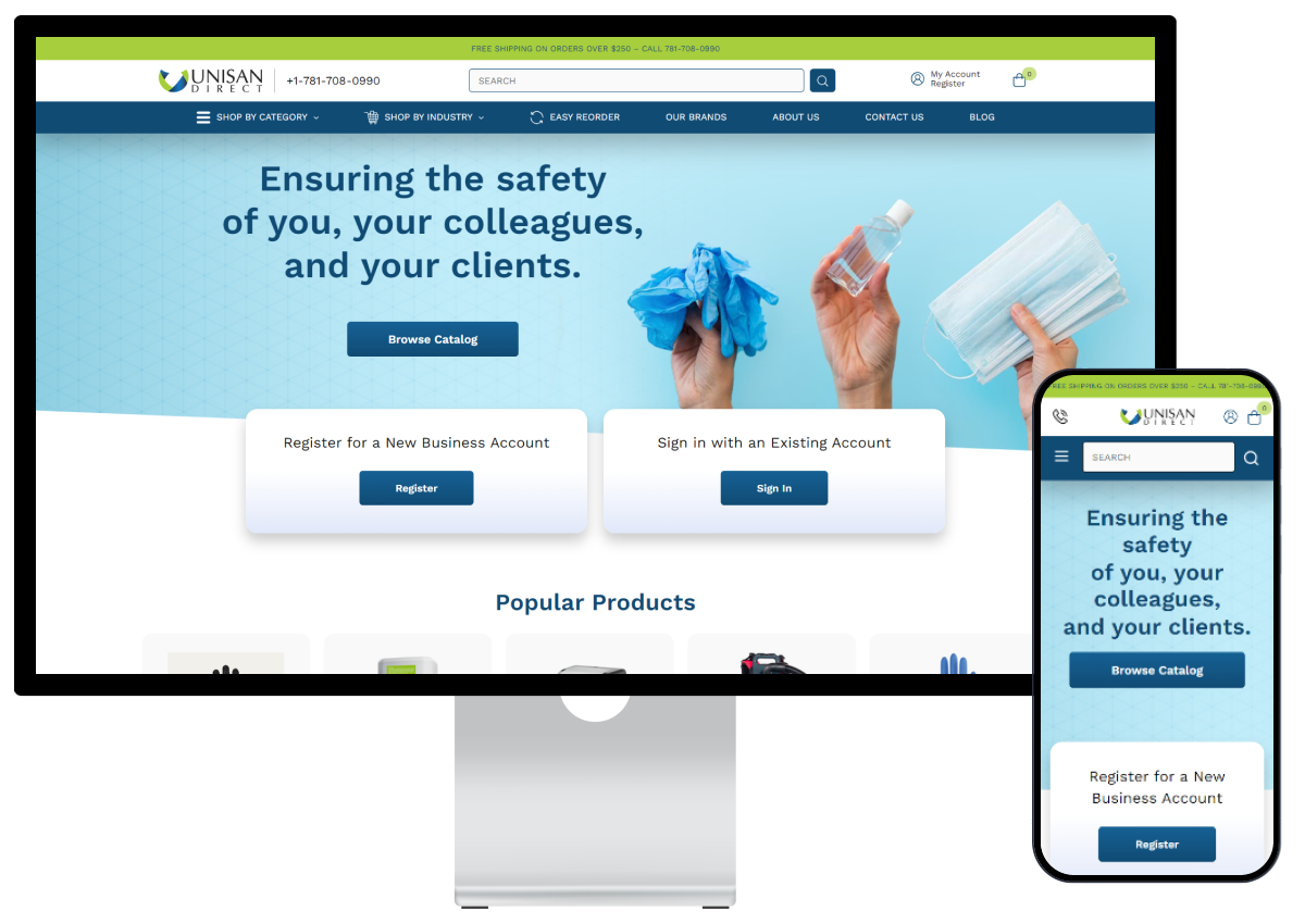 Unisan Direct commercial supplies website